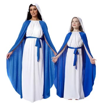 Umorden Velykų Puras Halloween Kostiumai Šeimos Atitikimo Mergelės Marijos Cosplay Kostiumų Suknelė Moterims Mergaitė Vaikai