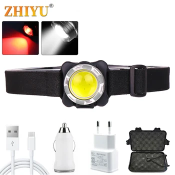 ZHIYU USB Įkrovimo COB LED Žibintai Mini Nešiojamų Žibintų Žibintuvėlis Žibintas Žibintuvėlis Su Baterija, Raudonas / Baltas LED Žibintai