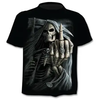 2020 metų Vasaros, Nauja, vyriški T-shirt 3D Skull & Pokerio Mados Trumpas rankovėmis Viršūnes Gatvės Apvalios Kaklo marškinėliai Unisex Atsitiktinis marškinėliai