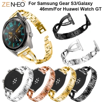 Riešo juostos Huawei Žiūrėti GT Dirželis 22mm Pakeitimo Apyrankės, laikrodžiai diržai Samsung Galaxy 46mm Bling kalnų krištolas watchband