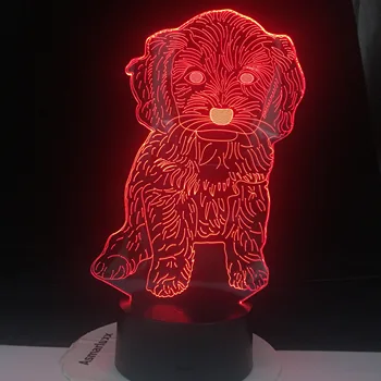 Šuo 3D Lempa 7 Spalvų Keitimas Naktį lankstaus Nuotolinio Bazę Dovanos Vaikams Miegamojo Puošimas Akrilo Plokštės Palaikymas USB Įkrovimas