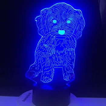 Šuo 3D Lempa 7 Spalvų Keitimas Naktį lankstaus Nuotolinio Bazę Dovanos Vaikams Miegamojo Puošimas Akrilo Plokštės Palaikymas USB Įkrovimas