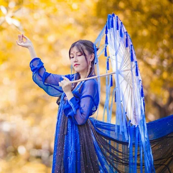 Pasakų Hanfu Skėtis Juostelės Skėtis Alyvuotas Popieriaus Skėtis Kutai Moteris Skėtis Gėlių Fotografija rekvizitai cosplay Kinijos Japonija