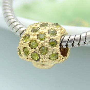 Nemokamas pristatymas Europos Mados Green Crystal Grybo formos žavesio karoliukai tinka Pandora apyrankės karoliukai papuošalai priėmimo