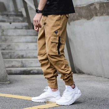 Japonijos Vintage Mados Vyrai Džinsai Palaidi Tinka Didelis Kišenėje Atsitiktinis Krovinių Kelnės Hombre Streetwear Hip-Hop Dizaineris Poilsiu Kelnės Vyrams
