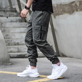 Japonijos Vintage Mados Vyrai Džinsai Palaidi Tinka Didelis Kišenėje Atsitiktinis Krovinių Kelnės Hombre Streetwear Hip-Hop Dizaineris Poilsiu Kelnės Vyrams
