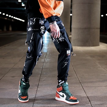 Streetwear Sweatpants Vyrai Moterys Grafiti Raštas Spausdinti Punk Poilsiu Korėjos Mados Sportinės Kelnės Vyrams, Kpop Sporto Haremo Kelnės