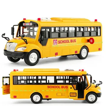 Didelis Dydis Vaikų Modeliavimo Mokyklos Autobusas Žaislo Modelis, Muzikos Inercijos Automobilių Transporto Traukti Atgal, Automobilis su Garsais ir Šviesos Berniukų Žaislai