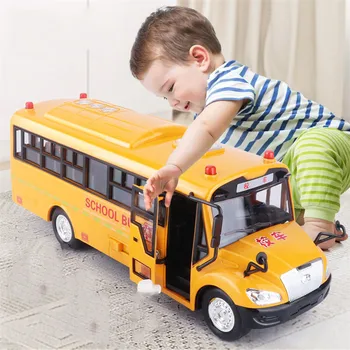 Didelis Dydis Vaikų Modeliavimo Mokyklos Autobusas Žaislo Modelis, Muzikos Inercijos Automobilių Transporto Traukti Atgal, Automobilis su Garsais ir Šviesos Berniukų Žaislai