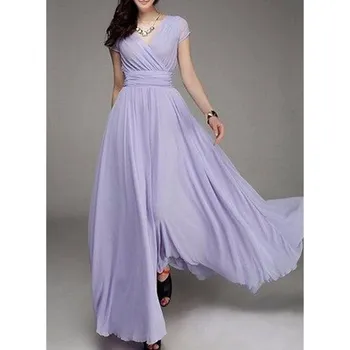 Plus Size 2019 Naujas Moterų V-Kaklo Šifono Maxi Suknelė Vasaros Mados Imperija-Line Paplūdimio Suknelės Atsitiktinis Bohemijos Ilga Suknelė
