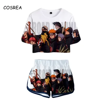 Naruto Cosplay Marškiniai, Kostiumas, Naruto Anime marškinėliai Tees Uzumaki Akatsuki Haruno Sakura sportinis Kostiumas Šortai Disfraz Drabužius T-shirt