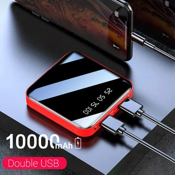 Galia Banko 10000mAh Nešiojamų Įkrovimo Poverbank Mobilųjį Telefoną LED Maitinimo Banko Išorės Baterija Veidrodis Atgal Powerbank Įkroviklis