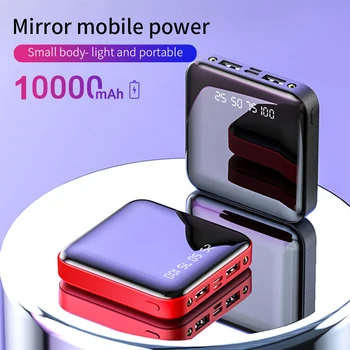 Galia Banko 10000mAh Nešiojamų Įkrovimo Poverbank Mobilųjį Telefoną LED Maitinimo Banko Išorės Baterija Veidrodis Atgal Powerbank Įkroviklis