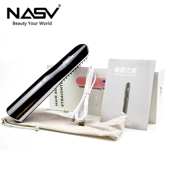 NASV USB įkrovimo Keramikinės Plaukų Formavimo Geležies Šukos Corless Barzda tiesinimo priemonė šepetys Greitai šukuosenų Formavimo Priemonės ir galios banko funkcija