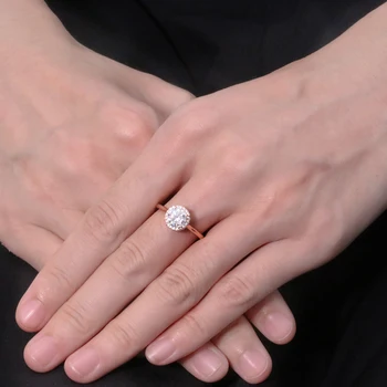 AEAW 1 Karatas 10k, 14k 18k White Gold Moissanite Žiedas Vestuvių/Sužadėtuvių Žiedai Moterys Sidabro Spalvos Moterų Žiedas Papuošalai