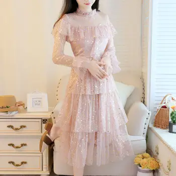 Kietojo China Pasakų Suknelė Moterims Rudenį Šifono Saldus Dizaineris Suknelė Moterų Atsitiktinis korėjos Stiliaus Elegantiškas vientisas Suknelė Moterims 2020 m.
