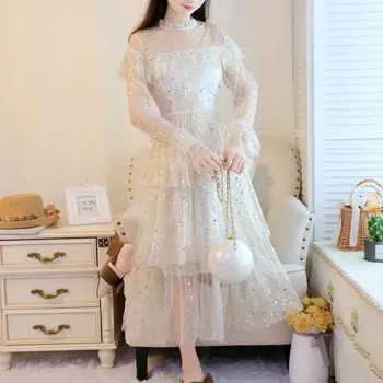 Kietojo China Pasakų Suknelė Moterims Rudenį Šifono Saldus Dizaineris Suknelė Moterų Atsitiktinis korėjos Stiliaus Elegantiškas vientisas Suknelė Moterims 2020 m.
