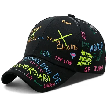 Vasaros Laiškas Spausdinti Snapback skrybėlę Gorras Para Hombre Casquette Femme Hip-Hop moteriškos Kepuraitės, Juoda, Grafiti, Beisbolo kepuraitę Moterys Vyrai