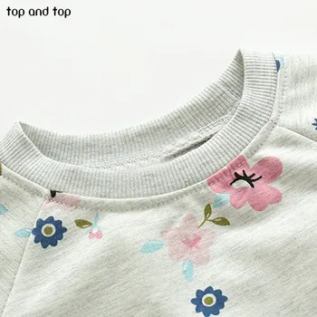 Viršuje ir Viršuje Vaikų Mergaičių Drabužius ilgomis Rankovėmis Gėlės T-shirt Vaikai Mergina Medvilnės Gėlių Viršuje Drabužiai
