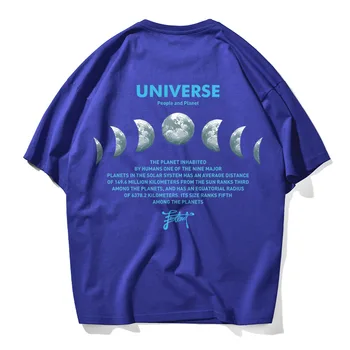 Mados Mėgėjams Pora Juokinga Mėnulis Žemės Print T Marškinėliai Vyrams Qulity Medvilnės Viršuje Tee Hip-Hop Juoda Balta Rausva, Violetinė T-shirt