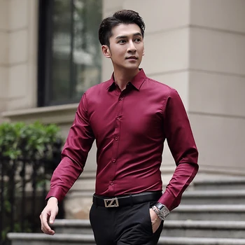 2020 vyriški Slim Fit Long Sleeve Shirt Vyrų Laisvalaikio Marškinėliai Socialinio Verslo Suknelė Marškinėliai Prekės ženklo 17 spalvų Drabužių Minkštas Patogus