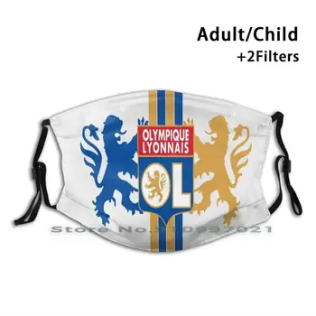 Olis Daugkartinio Naudojimo Burnos, Veido Kaukė Su Filtrais Vaikų Suaugusiųjų Lyonnais Futbolo Lyon Olis Prancūzijos Lygos 1 Lyonnais Klubo Logotipas Prancūzijos