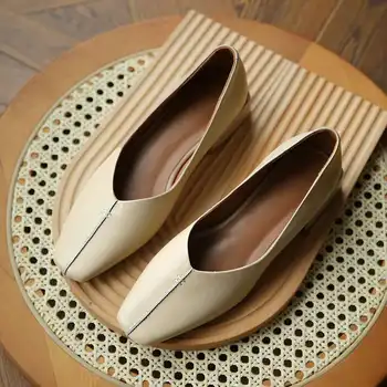 Krazing Puodą visiškai grūdų odos aukštos kokybės pavasario batai paprastas dizainas kietas seklių slydimui dėl grožio panele laisvalaikio moterų siurbliai L03