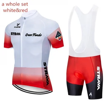 2020 Nauja Raudona STRAVA Pro Dviračių Komanda trumpomis Rankovėmis Maillot Ciclismo Vyrų Dviračių Džersis Vasaros orui Dviračių Drabužių Rinkiniai