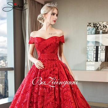 BAZIIINGAAA Vestuvių Raudona Plunksna Prabangus Modelis, Išskirtinis Dizainas Vienas Žodis, Pečių, Rankų darbo Nėriniai Didelis Nėščia Vestuvinė Suknelė