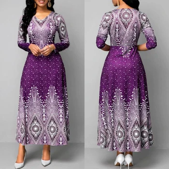 2020 Naujas Mados Musulmonų Suknelė Moterims Dubajus Abaja Spausdinti Suknelė Ponios Islamo Drabužius Maroko Kaftan Ilgas, Maxi Plus Size