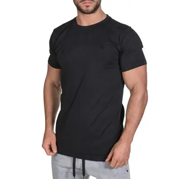 Vyrų Fitneso trumpomis rankovėmis T-shirt vasaros atsitiktinis medvilnės marškinėliai