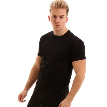 Vyrų Fitneso trumpomis rankovėmis T-shirt vasaros atsitiktinis medvilnės marškinėliai