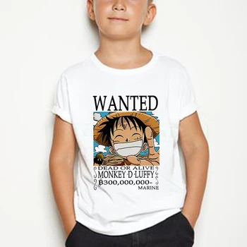 Mados Anime Spausdinti Vaikai medvilnės marškinėliai Juokinga One Piece Dizainas trumpomis Rankovėmis Marškinėlius Gilrs Berniukų Vasaros Viršūnes Vaikams Drabužių