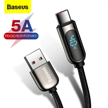 Baseus USB C Tipo Kabelis 5A Greito Įkrovimo Už 