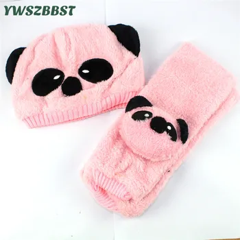 Nauja Rudens Žiemos Baby Hats Panda Ausies Skrybėlė Bamblys Vaikai, Mergaitės ir Berniukai, Šiltas Pliušinis Skrybėlę Kūdikių Šalikai Kūdikių Bžūp 1-3Y