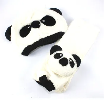 Nauja Rudens Žiemos Baby Hats Panda Ausies Skrybėlė Bamblys Vaikai, Mergaitės ir Berniukai, Šiltas Pliušinis Skrybėlę Kūdikių Šalikai Kūdikių Bžūp 1-3Y