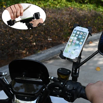 Motociklo Telefono Mount Universalus mobiliojo Telefono Laikiklis galinio vaizdo Veidrodis Išmaniojo telefono Laikiklio Apkaba, Pasukti 360 