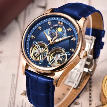 Reloj LIGE Double Tourbillon Šveicarijos vyrų Laikrodžiai Automatinis laikrodis vyrams Savarankiškai Vėjo Mados Mechaninis Laikrodis Odos Laikrodis
