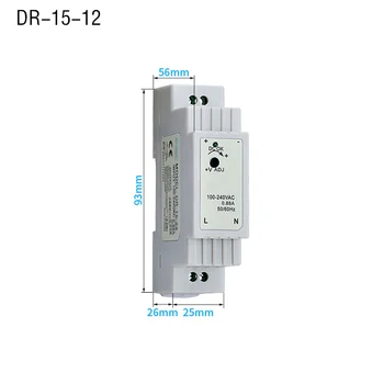 DR-15-5 5V2.4A DIN Bėgelio Tvirtinimo impulsinis Maitinimo šaltinis Pramonės impulsinis Maitinimo šaltinis DR-60W-24V2.5A 15W/30W 5V3A 12V5A