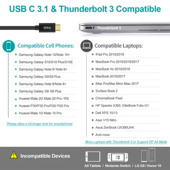 CHOETECH USB c tipo HDMI kabelis MacBook Pro 
