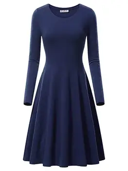 Rudenį kietas moterų suknelė Atsitiktinis ilgomis rankovėmis o-kaklo-line midi suknelė Vestidos raudona geltona violetinė žalia mėlyna
