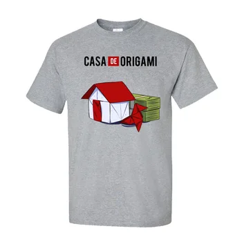 La Casa de Papel Viršūnes & Tees Vyrų Marškinėliai Apvalios Kaklo Medvilnės marškinėliai Classic Trumpas Rankovės La Casa de Origami Tee-Shirt