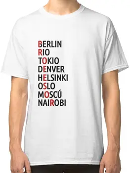 La Casa de Papel Miestų Pavadinimai White T-Shirt Tees Drabužiai