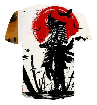 Populiarus mados 3D marškinėliai vyriški animacinių filmų Samurajus gatvės stiliaus trumpomis rankovėmis atsitiktinis viršuje s-6xl 2020 m.
