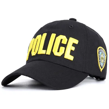 POLICIJOS raštą, medvilnės tėtis skrybėlę NYC siuvinėjimo beisbolo kepuraitę Snapback unisex atspalvį bžūp retro atsitiktinis skrybėlę lauko kepurės