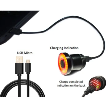 Smart Dviratį Dviračiu užpakalinis žibintas USB Įkraunamas Led Dviračių Uodegos Šviesos Auto Start/Stop Stabdžiai Jutikliai IPx6 Vandeniui Dviračių Žibintai