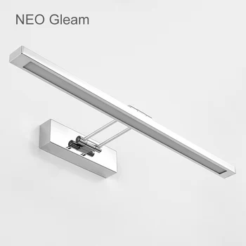 NEO Spindesį Veidrodis šviesos diodų (led) vonios sienelės, žibintas, veidrodis, stiklas atsparus vandeniui anti-rūko trumpa šiuolaikinių nerūdijančio plieno led šviesos kabinetas