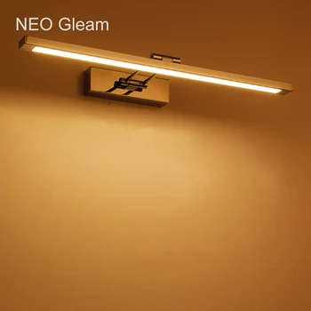 NEO Spindesį Veidrodis šviesos diodų (led) vonios sienelės, žibintas, veidrodis, stiklas atsparus vandeniui anti-rūko trumpa šiuolaikinių nerūdijančio plieno led šviesos kabinetas