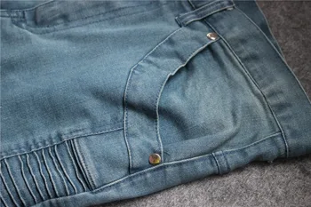 QoolXCWear Mens Liesas džinsus kilimo ir tūpimo Tako Susikrimtęs plonas elastinga džinsinio džinsus Dviratininkas džinsai hiphop kelnes Plauti black jeans vyrams mėlyna