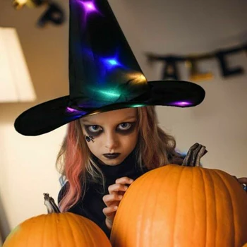 5vnt /set Helovinas rekvizitai Ragana skrybėlę Šviesos bžūp Helovinas Šalis Kostiumų priedai Helovinas Raganos Skrybėlė